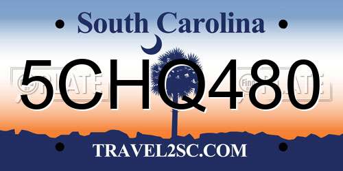 5CHQ480 South Carolina License Plate