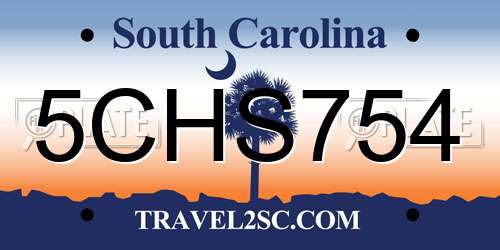 5CHS754 South Carolina License Plate