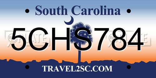 5CHS784 South Carolina License Plate