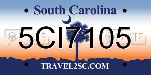 5CI7105 South Carolina License Plate