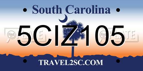 5CIZ105 South Carolina License Plate
