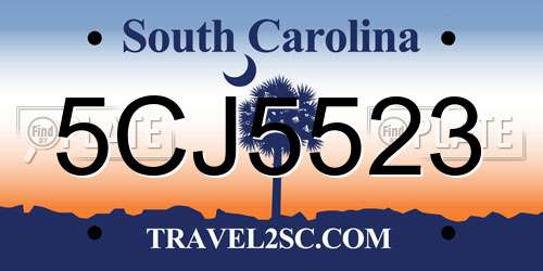 5CJ5523 South Carolina License Plate