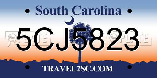 5CJ5823 South Carolina License Plate