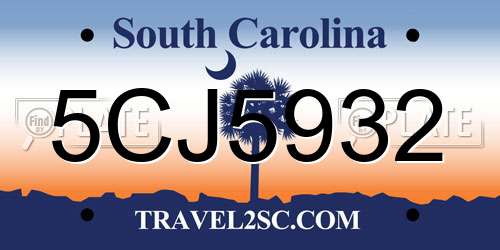 5CJ5932 South Carolina License Plate