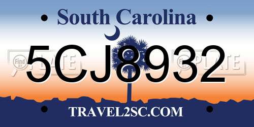 5CJ8932 South Carolina License Plate