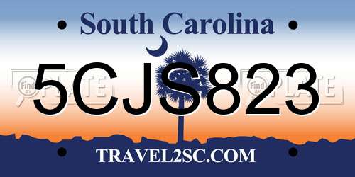 5CJS823 South Carolina License Plate