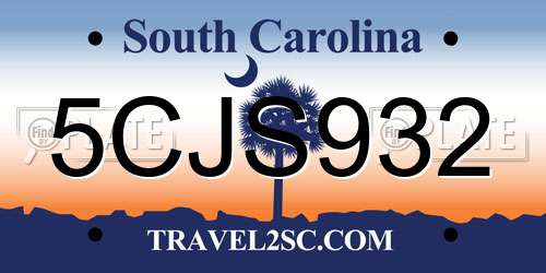 5CJS932 South Carolina License Plate