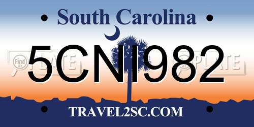 5CNI982 South Carolina License Plate