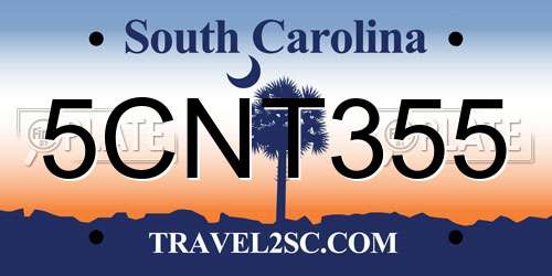 5CNT355 South Carolina License Plate