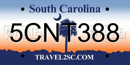 5CNT388 South Carolina License Plate