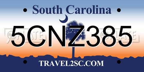 5CNZ385 South Carolina License Plate