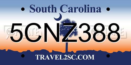 5CNZ388 South Carolina License Plate