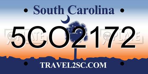 5CO2172 South Carolina License Plate