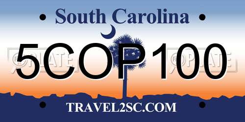5COP100 South Carolina License Plate