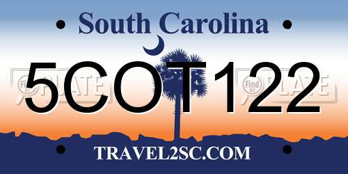 5COT122 South Carolina License Plate