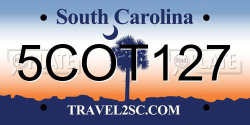 5COT127 South Carolina License Plate