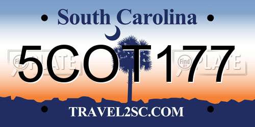 5COT177 South Carolina License Plate