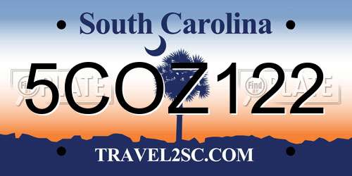 5COZ122 South Carolina License Plate