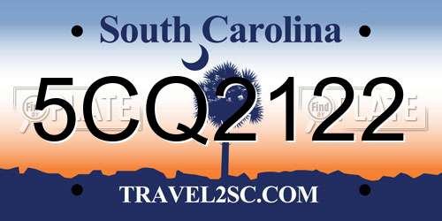 5CQ2122 South Carolina License Plate