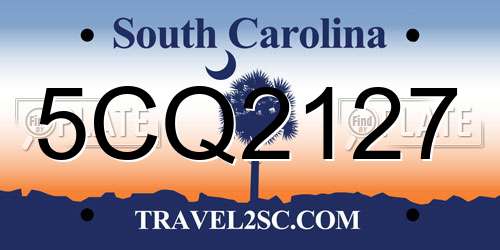 5CQ2127 South Carolina License Plate