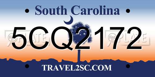 5CQ2172 South Carolina License Plate