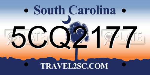 5CQ2177 South Carolina License Plate