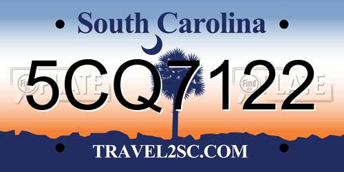 5CQ7122 South Carolina License Plate