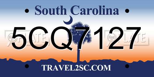 5CQ7127 South Carolina License Plate