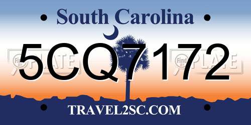 5CQ7172 South Carolina License Plate