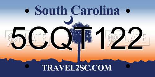 5CQT122 South Carolina License Plate