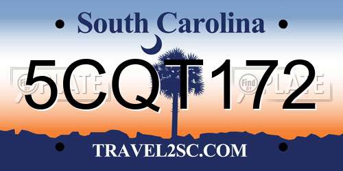 5CQT172 South Carolina License Plate