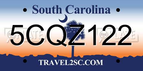 5CQZ122 South Carolina License Plate