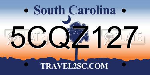5CQZ127 South Carolina License Plate