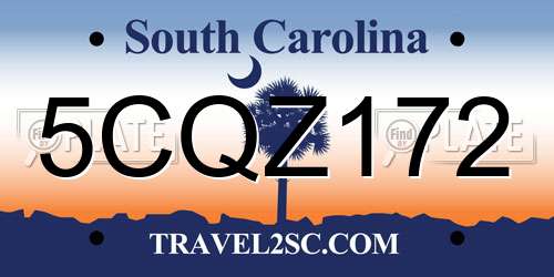5CQZ172 South Carolina License Plate