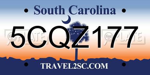5CQZ177 South Carolina License Plate