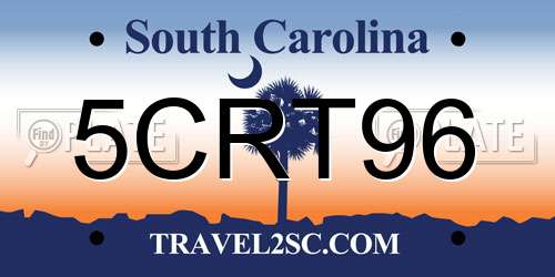 5CRT96 South Carolina License Plate