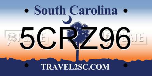 5CRZ96 South Carolina License Plate