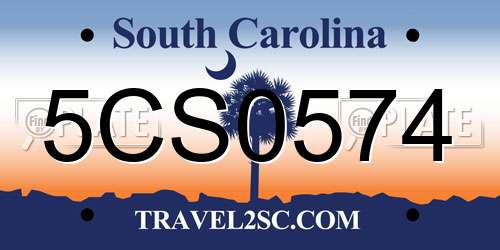 5CS0574 South Carolina License Plate