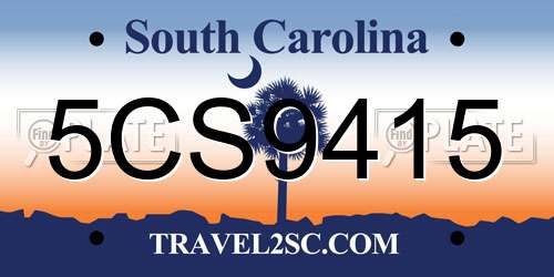 5CS9415 South Carolina License Plate