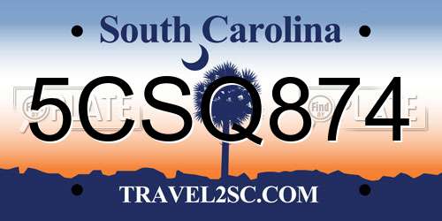 5CSQ874 South Carolina License Plate