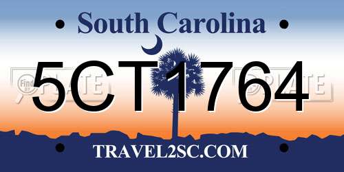 5CT1764 South Carolina License Plate