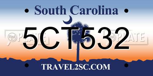 5CT532 South Carolina License Plate