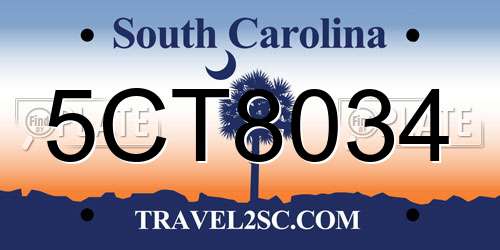 5CT8034 South Carolina License Plate