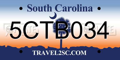 5CTB034 South Carolina License Plate