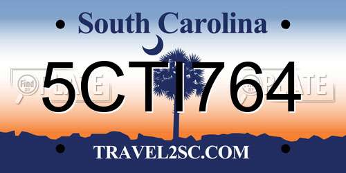 5CTI764 South Carolina License Plate