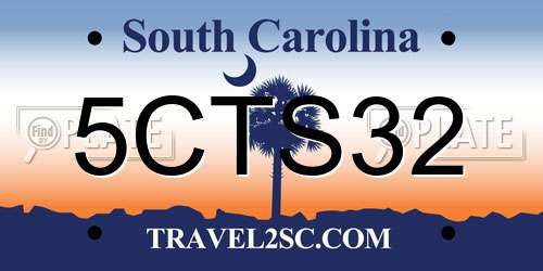 5CTS32 South Carolina License Plate
