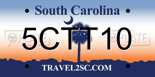 5CTT10 South Carolina License Plate