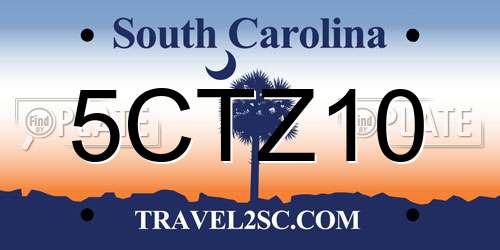 5CTZ10 South Carolina License Plate