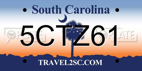 5CTZ61 South Carolina License Plate
