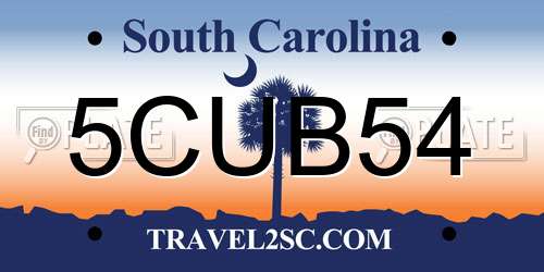 5CUB54 South Carolina License Plate